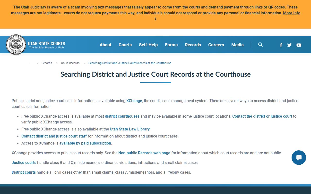Utah court docket search at a free Xchange public terminal