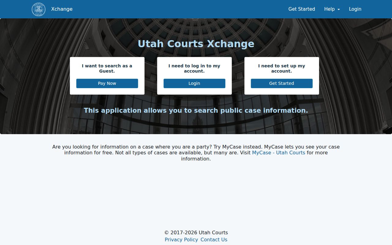 Utah statewide Xchange court case search